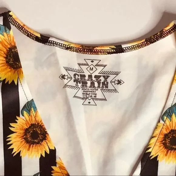 CRAZY TRAIN Sunflower Boho Fringe Vest Halloween M - Picture 12 of 12